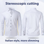 Gollnwe Men'S Dress Shirt French Cuff Shirt For Men Slim Fit Stretch Spread Collar With Metal Cufflink