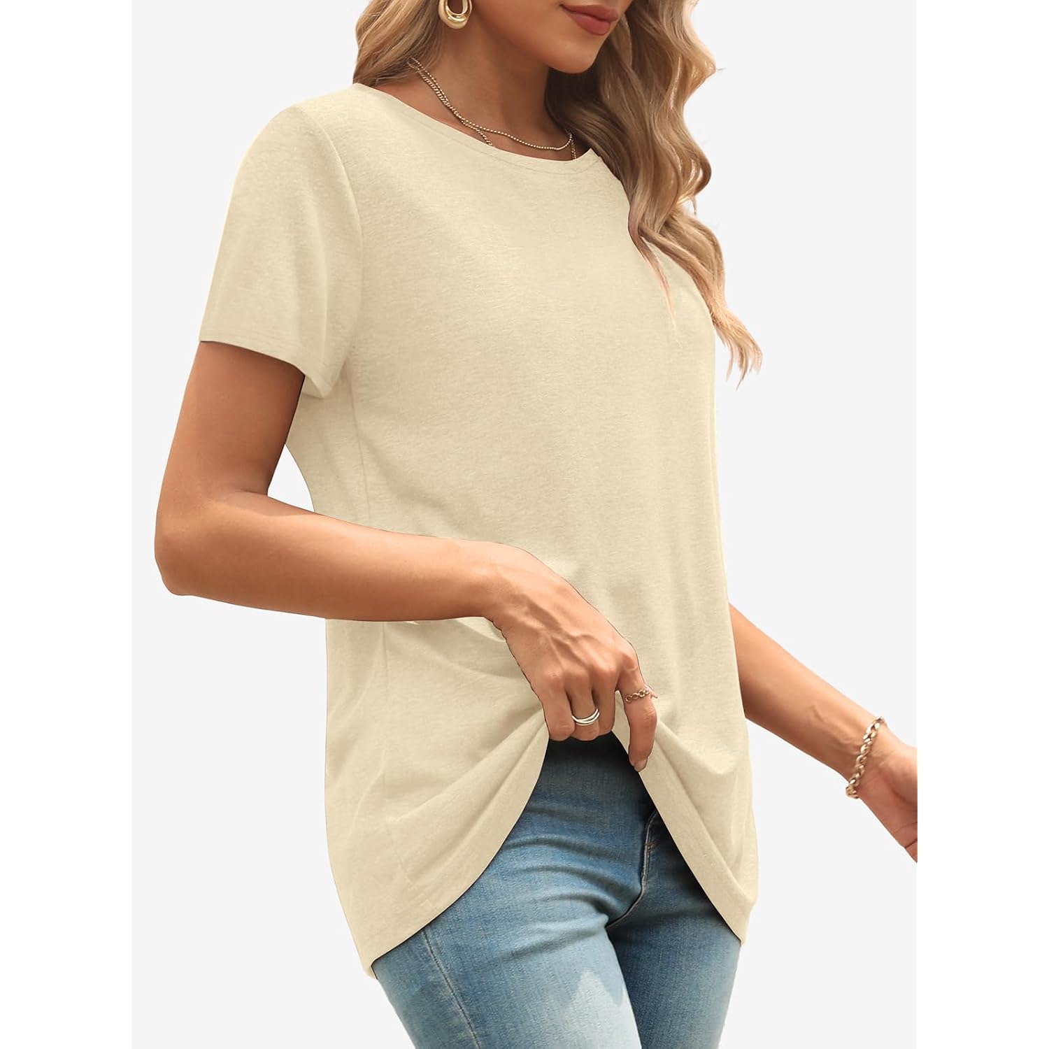 ATHMILE Womens Soft Basic T Shirt Summer Tops Short Sleeve Crewneck Tees Casual Teachers Cute Work Outfits Everyday Wear