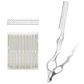 Hair Razors For Cutting Hair, 6.9" Stainless Steel Hair Thinning Razor Kit With 10Pcs Replacement Blades, Professional Styling Texturizing Cutting Razor Tool For Salon And Home