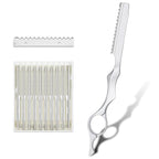 Hair Razors For Cutting Hair, 6.9" Stainless Steel Hair Thinning Razor Kit With 10Pcs Replacement Blades, Professional Styling Texturizing Cutting Razor Tool For Salon And Home