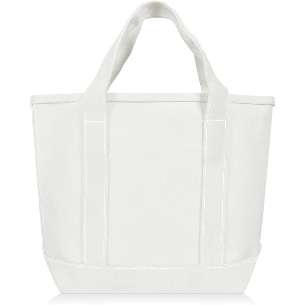 DALIX 14" Mini Small Cotton Canvas Party Favor Wedding Gift Tote Bag in White