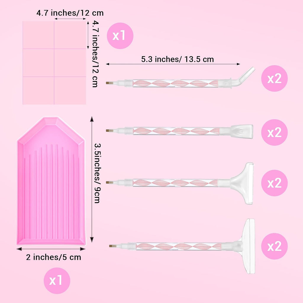 Rhinestone Pickup Tool Set: 2 Pcs Rhinestone Picker Handles Dual-Ended Rhinestones Applicator Dotting Tool Pen Shiny Diamond Dot Drill Pen for DIY Home Nail Salon