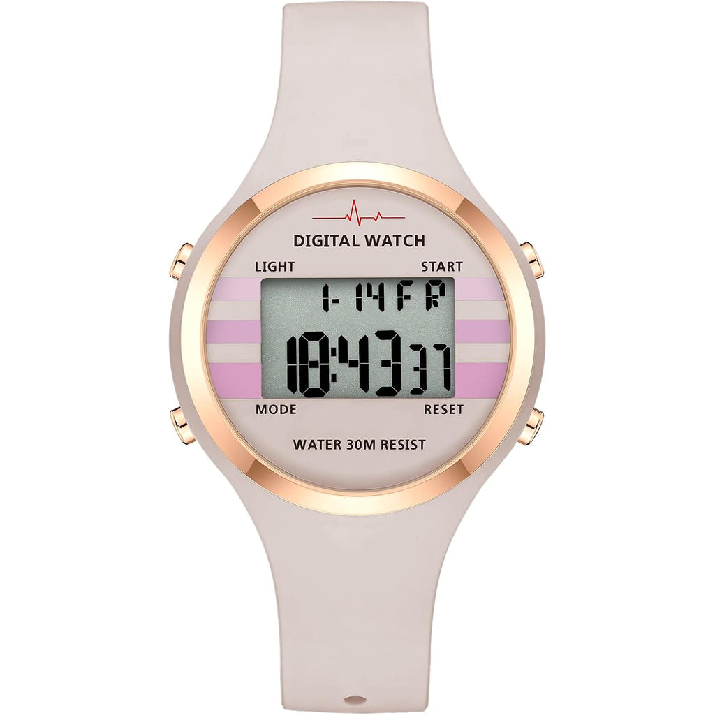 Bofan Waterproof Sports Women'S Digital Watch Chronograph Silicone Strap Watch