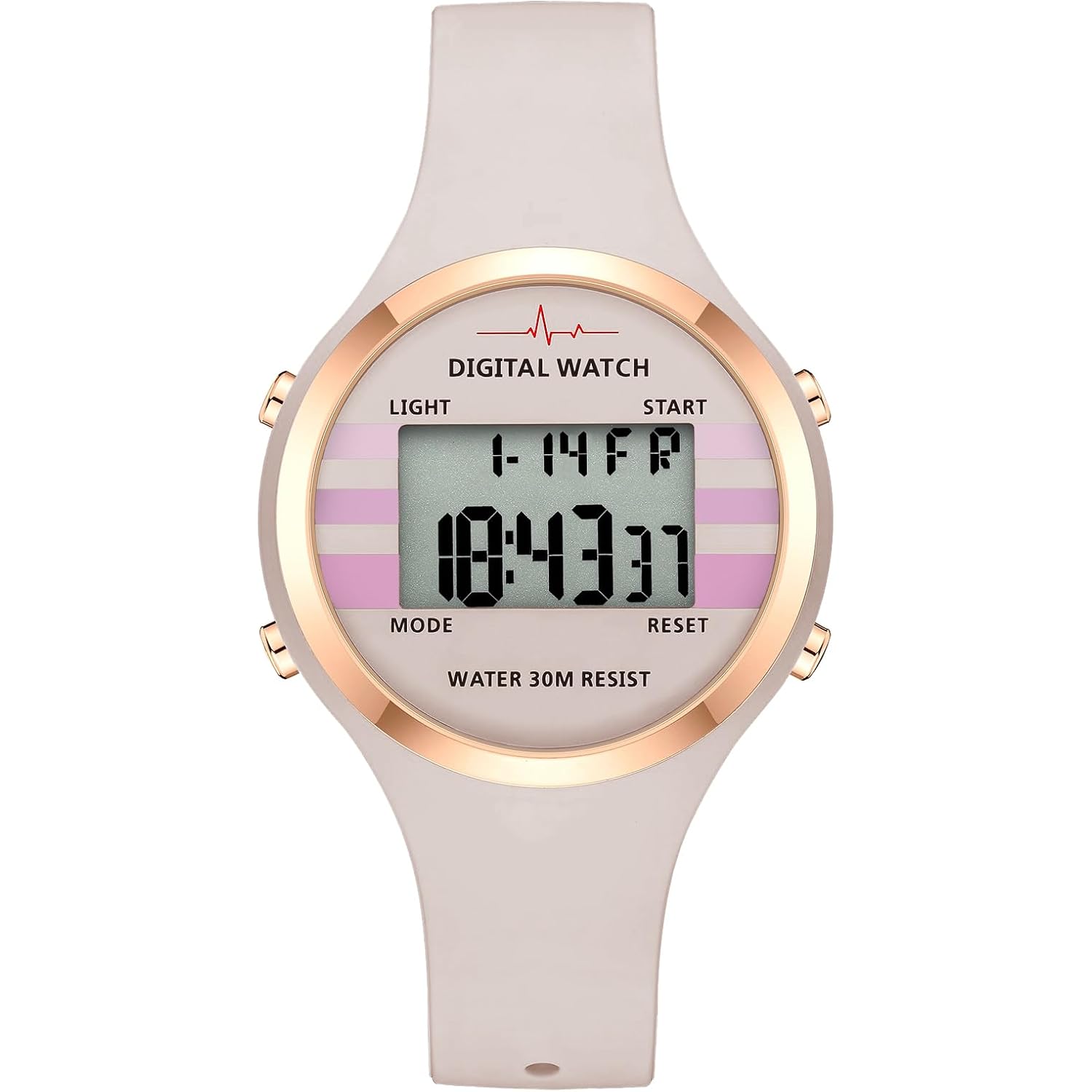 Bofan Waterproof Sports Women'S Digital Watch Chronograph Silicone Strap Watch