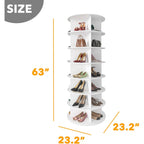 SpaceAid 7 Tier Rotating Shoe Rack Tower, Spinning Shoe Display Lazy Susan, Revolving 360 Shoe Rack Storage Round Carousel, Vertical Handbag Rotate Shoes Closet Organization (7-Tier White)