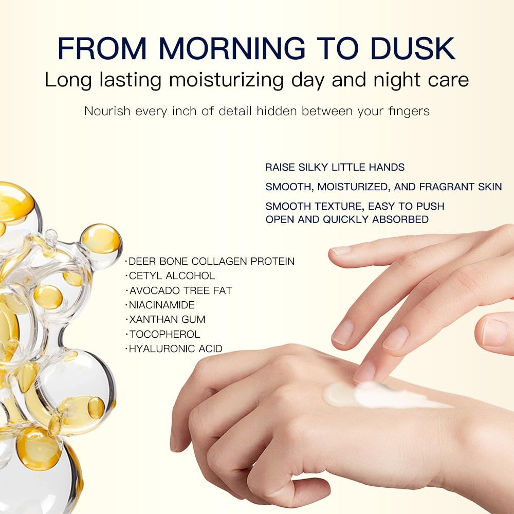 Anti-Aging Collagen Hand Cream for Women ＆ Men, Working Hand Cream for Dry Cracked Hands, Fast Repair Lotion Travel Size for All Skin Types, Crema Para Manos Resecas, 2PCS