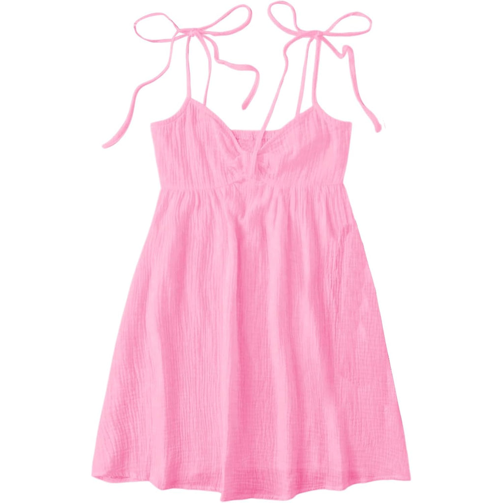 Soly Hux Women'S Summer Cami Sun Dress A Line Tie Shoulder Y2K Cute Casual Short Mini Beach Babydoll Dresses