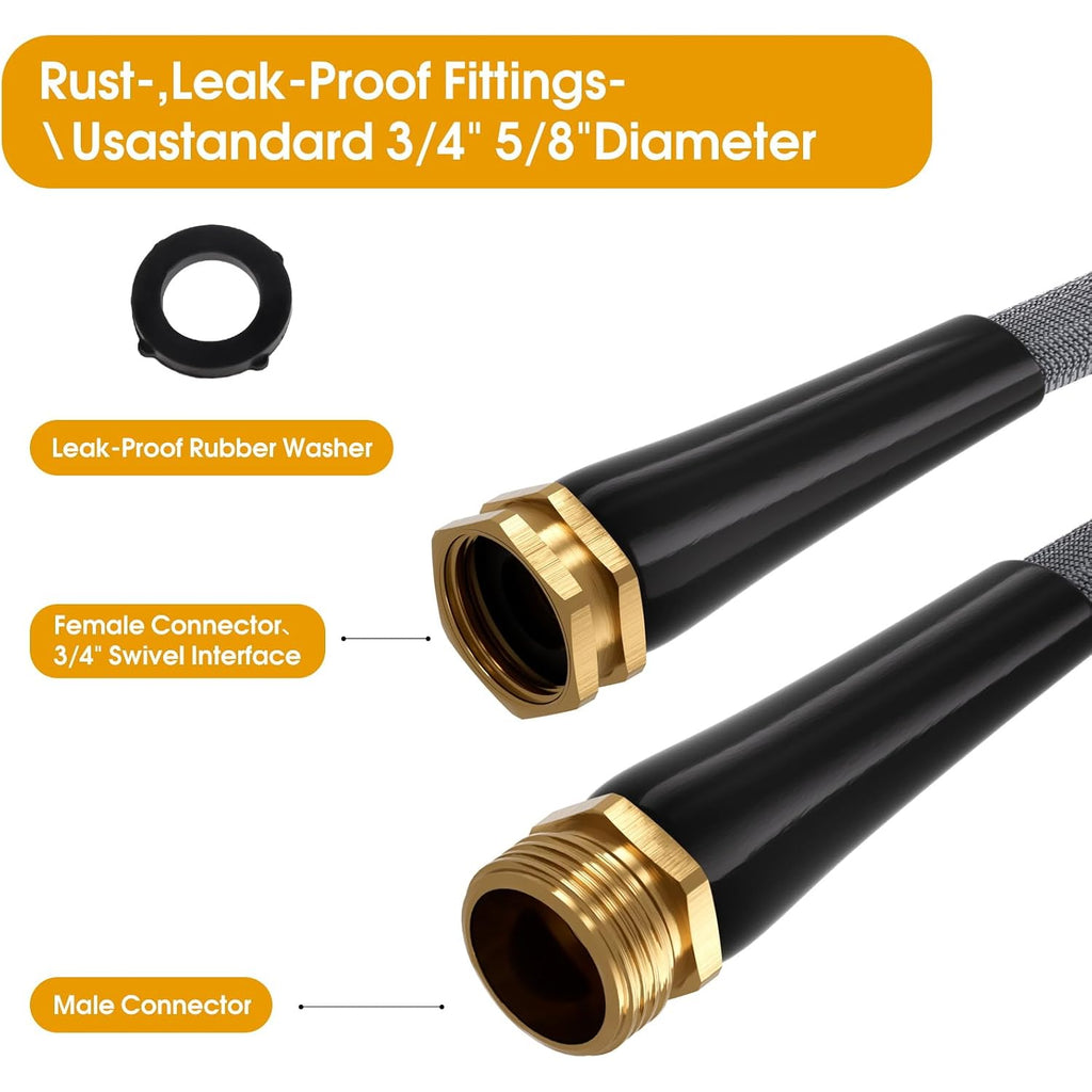 Garden Hose 50 Ft, Non-Expanding Water Hose, Ultra-Light & Flexible, Burst-Resistant, Kink-Free, High-Pressure Garden Hose All-Weather Use For Lawns, Gardens, And Outdoor Cleaning
