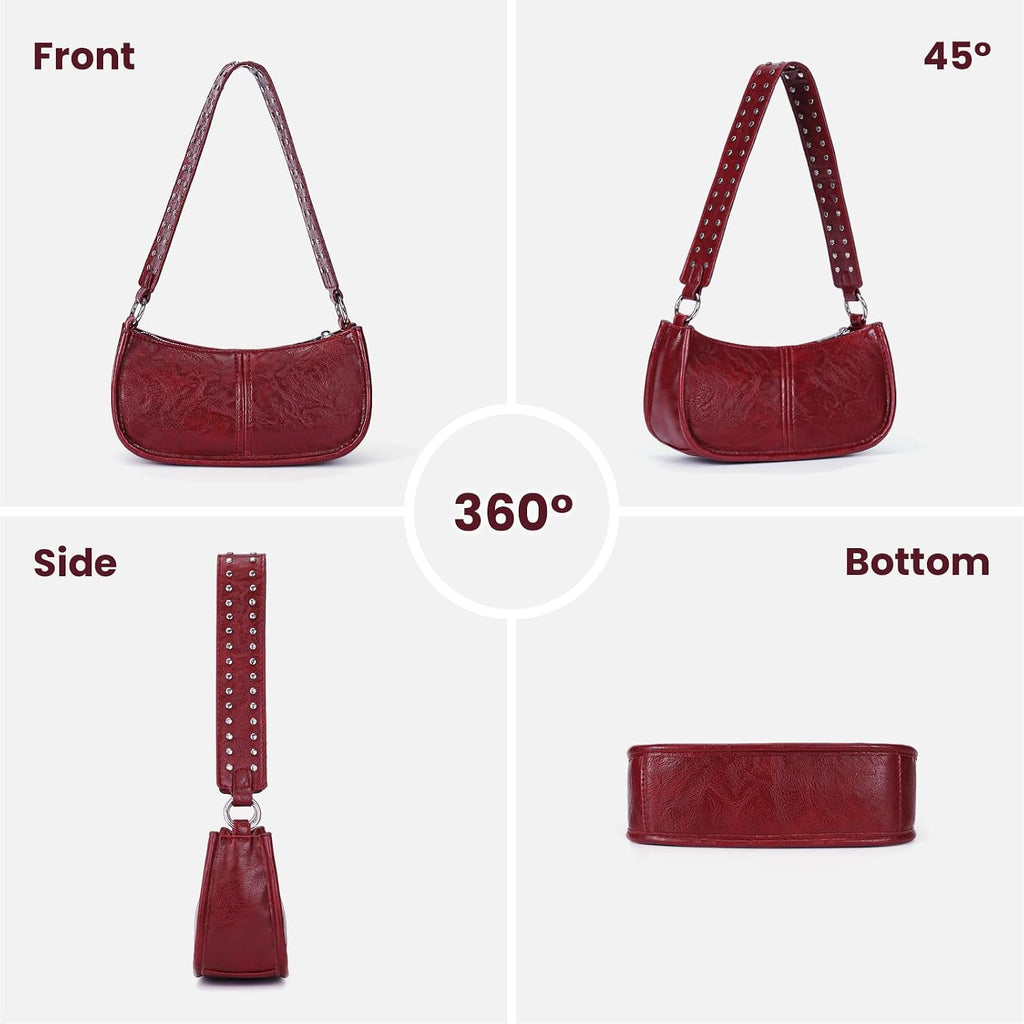 Shoulder Bags For Women Y2K Purse And Handbags Retro Studded Crossbody Bag Small Shoulder Purse Leather Hobo Handbag