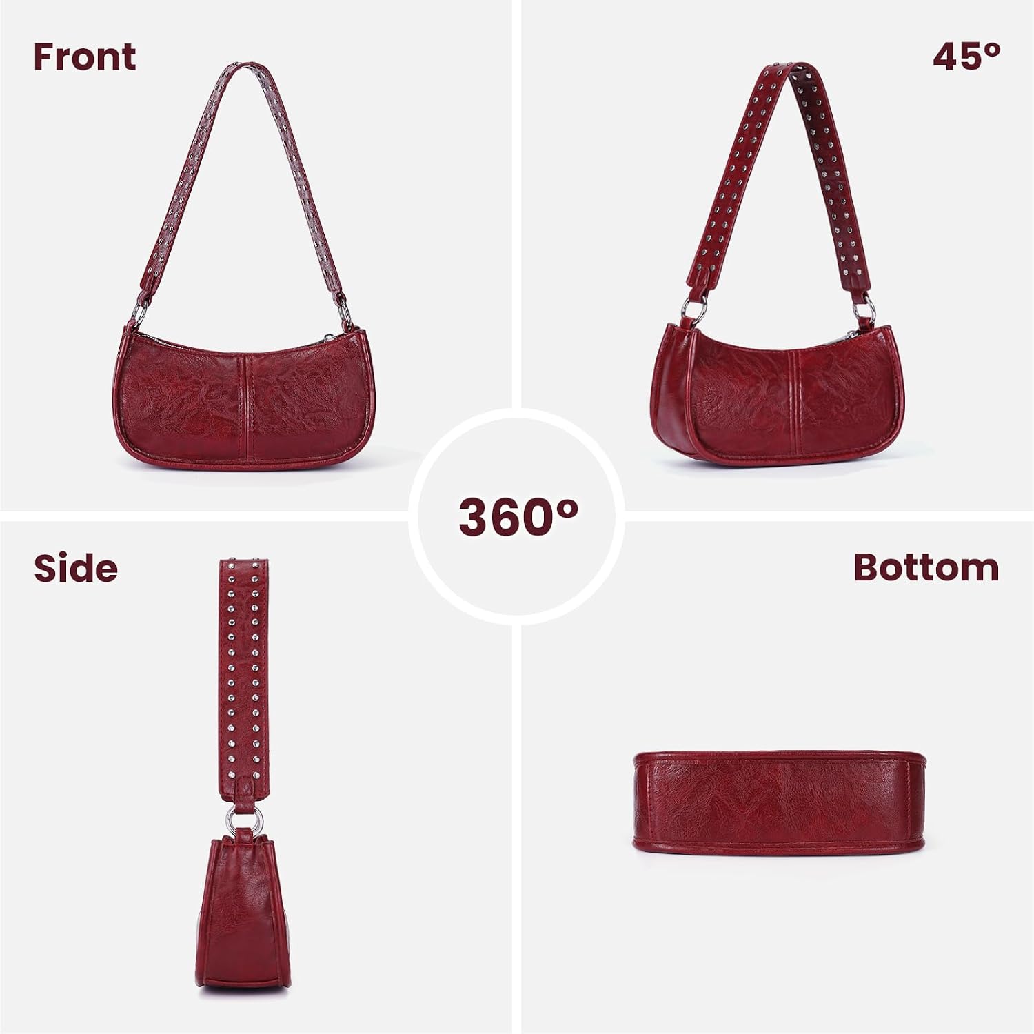 Shoulder Bags For Women Y2K Purse And Handbags Retro Studded Crossbody Bag Small Shoulder Purse Leather Hobo Handbag