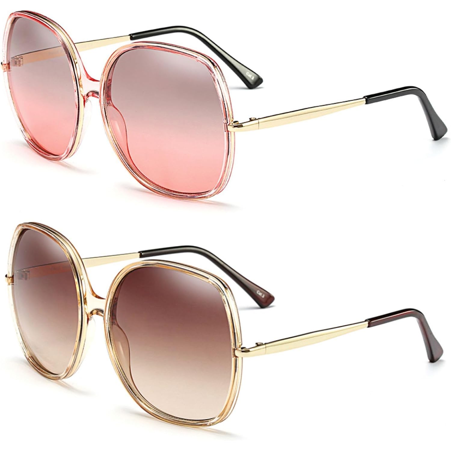 Freckles Mark 70s Super Oversize Square Sunglasses for Women Vintage Rectangular Plastic Frame