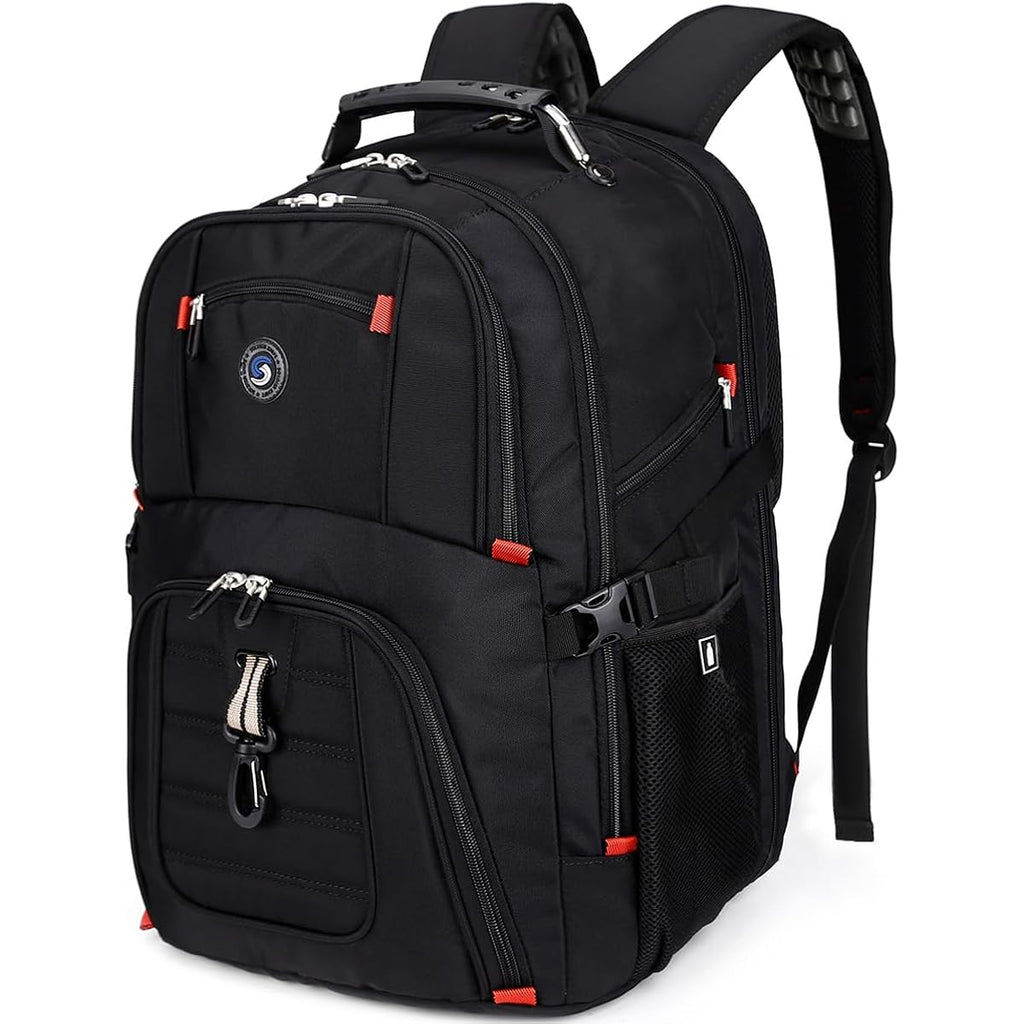 Shrradoo Extra Large 50L Travel Laptop Backpack With Combination Lock,High School College Backpack Airline Approved Business Work Bag Fit 17 Inch Laptops For Men Women,Black