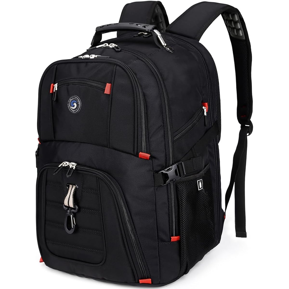 Shrradoo Extra Large 50L Travel Laptop Backpack With Combination Lock,High School College Backpack Airline Approved Business Work Bag Fit 17 Inch Laptops For Men Women,Black