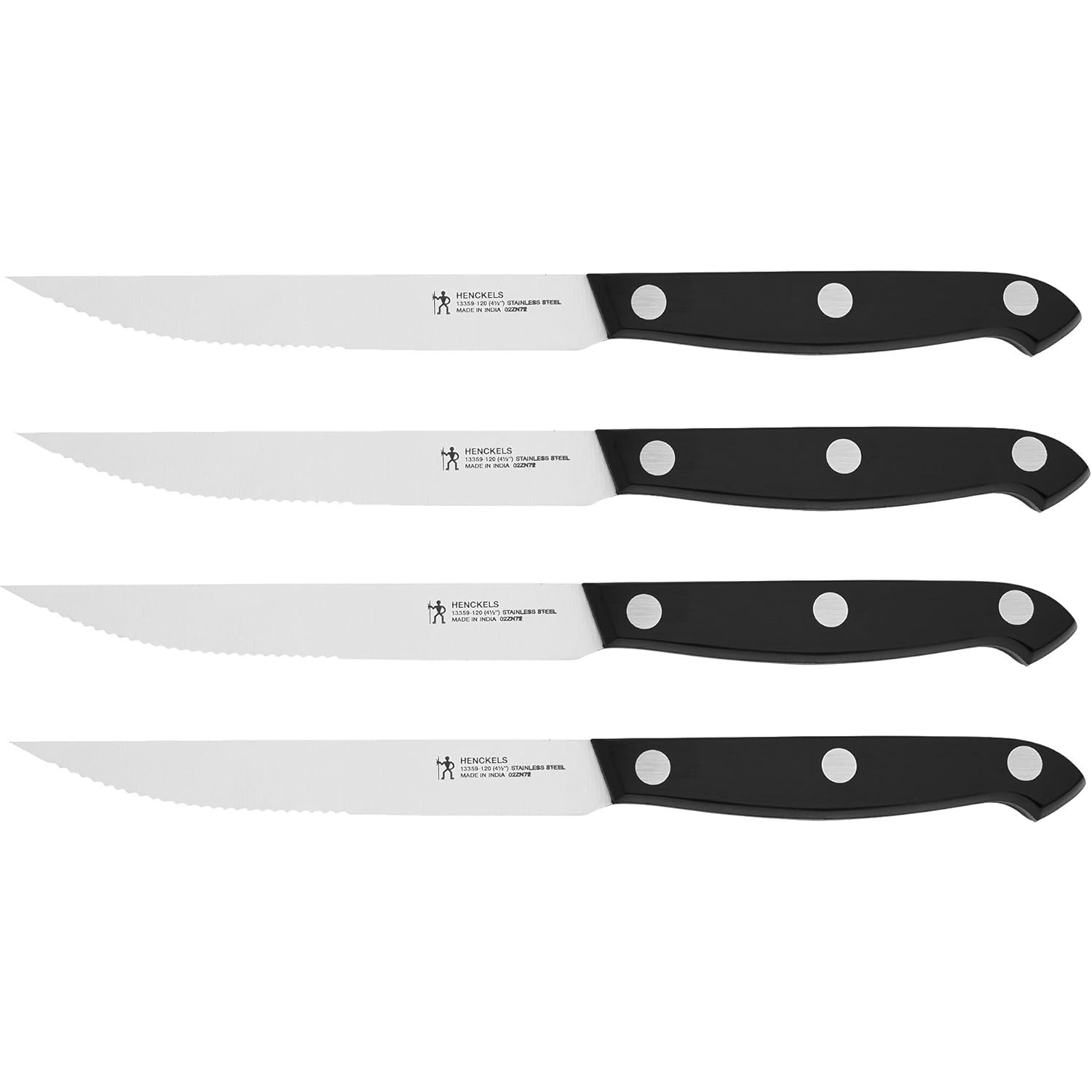 HENCKELS Prime Razor-Sharp Steak Knife Set of 4, German Engineered Informed by 100+ Years of Mastery,Black