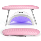 Krofaue Arm Rest for Nails Tech, Professional Microfiber Leather Nail Hand Rest Stand Arm Rest for Acrylic Nails Cushion Hand Holder with Non-slip - Nail Technician Use Must Have (Pink)