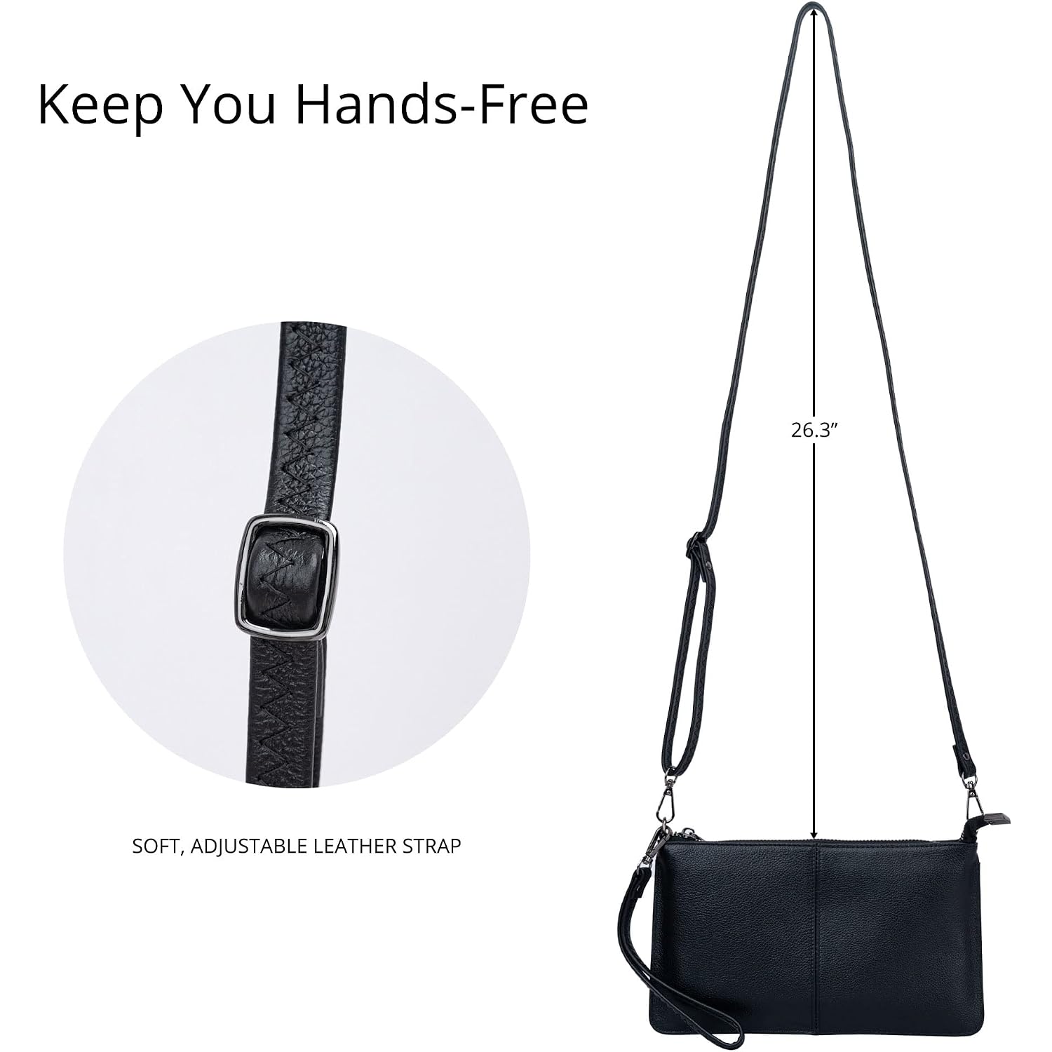 Bveyzi Genuine Leather Wristlet Purses For Women, Envelope Clutch Wallet Small Crossbody Bags For Dressy Evening