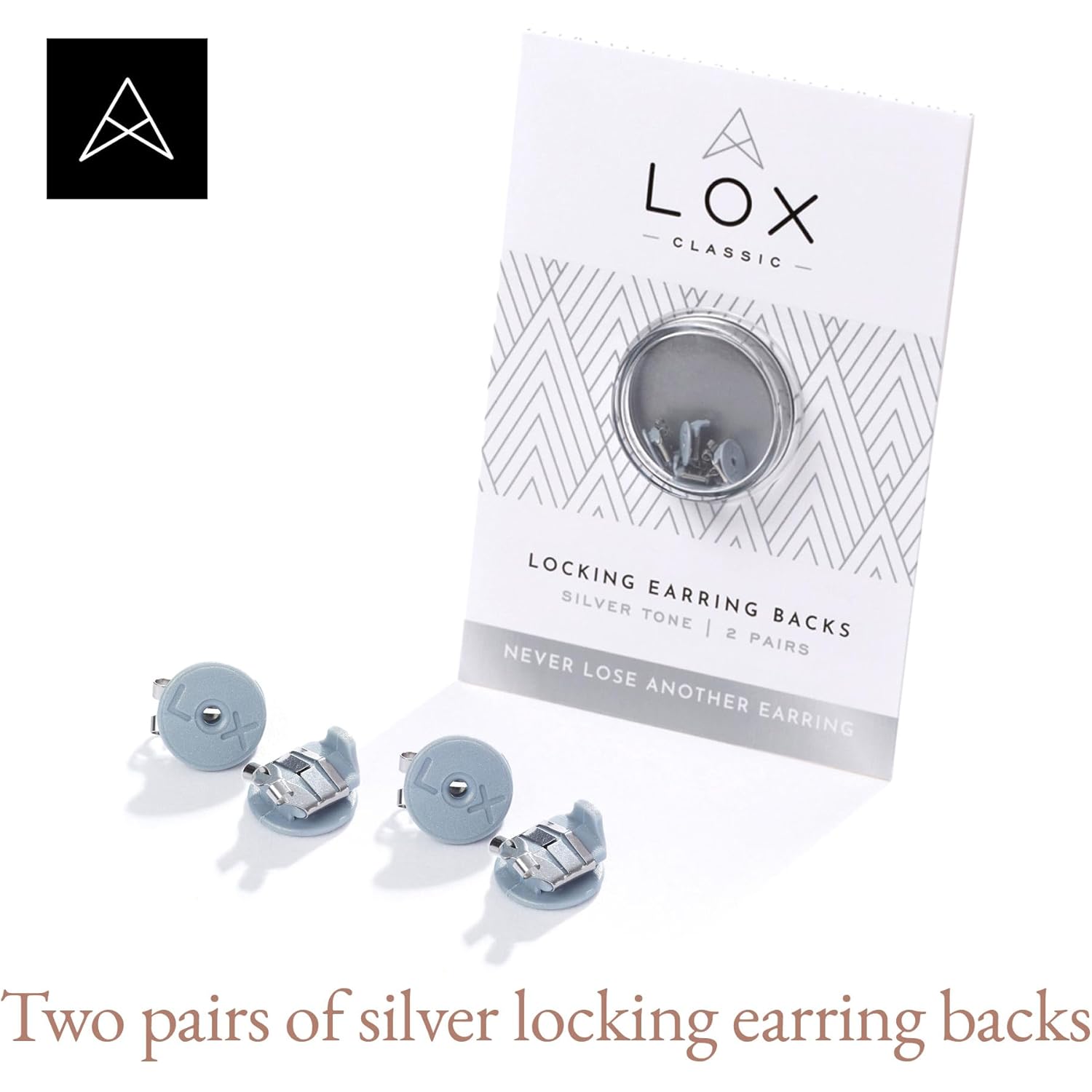 LOX Women's Secure Earring Backs - for All Types of Earrings - Easy to Adjust, Hypoallergenic, Safe and Easy to Use Earring Backs Replacements - 2 Pairs - Gold (Silver)