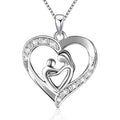Mothers Day Gifts for Women 925 Sterling Silver Mother and Daughter Son Love Heart Pendant Necklace Jewelry Gifts for Grandmother Mom Daughter Wife