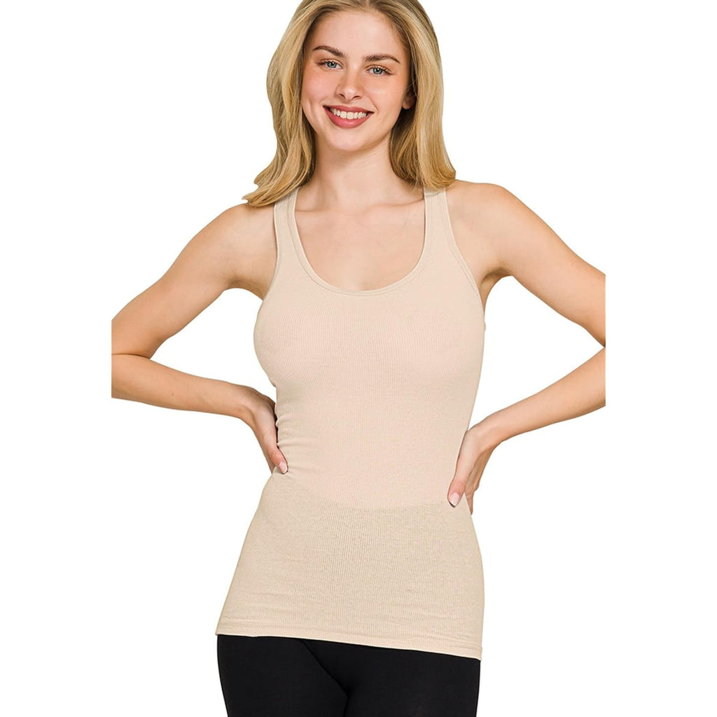 Zenana Women's Stretchy Ribbed Knit Racerback Tank 3-Pack