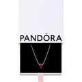 PANDORA Sparkling Heart Halo Pendant Collier Necklace - Adjustable Necklace - Stunning Women's Jewelry - Gift for Her - Sterling Silver with Red Crystal - With Gift Box - 17.7"