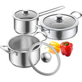 Aufranc Stainless Steel pots and pans set, 6 Piece Nonstick Kitchen Induction Cookware Set,Works with Induction/Electric and Gas Cooktops, Nonstick, Dishwasher