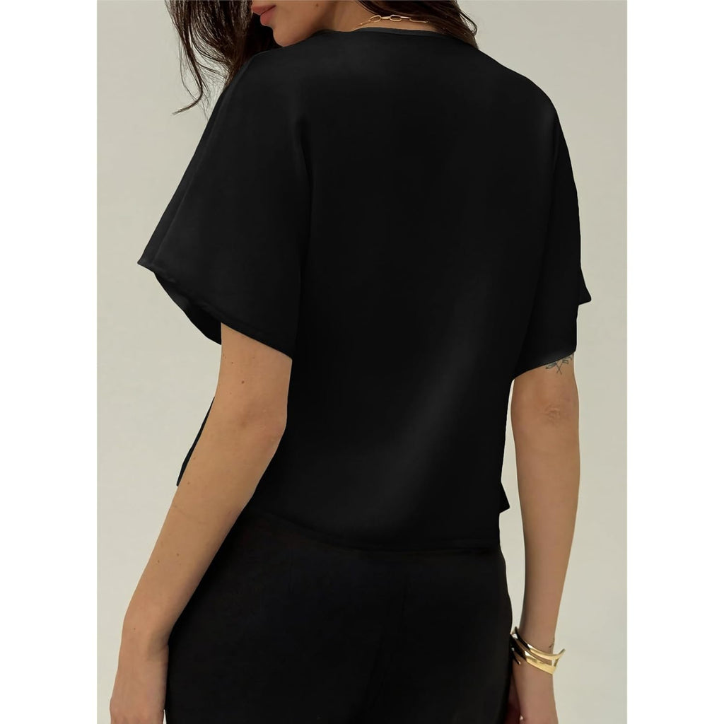 Blouses for Women Dressy Casual Summer Button Down Shirts Short Sleeve Business Work Tops