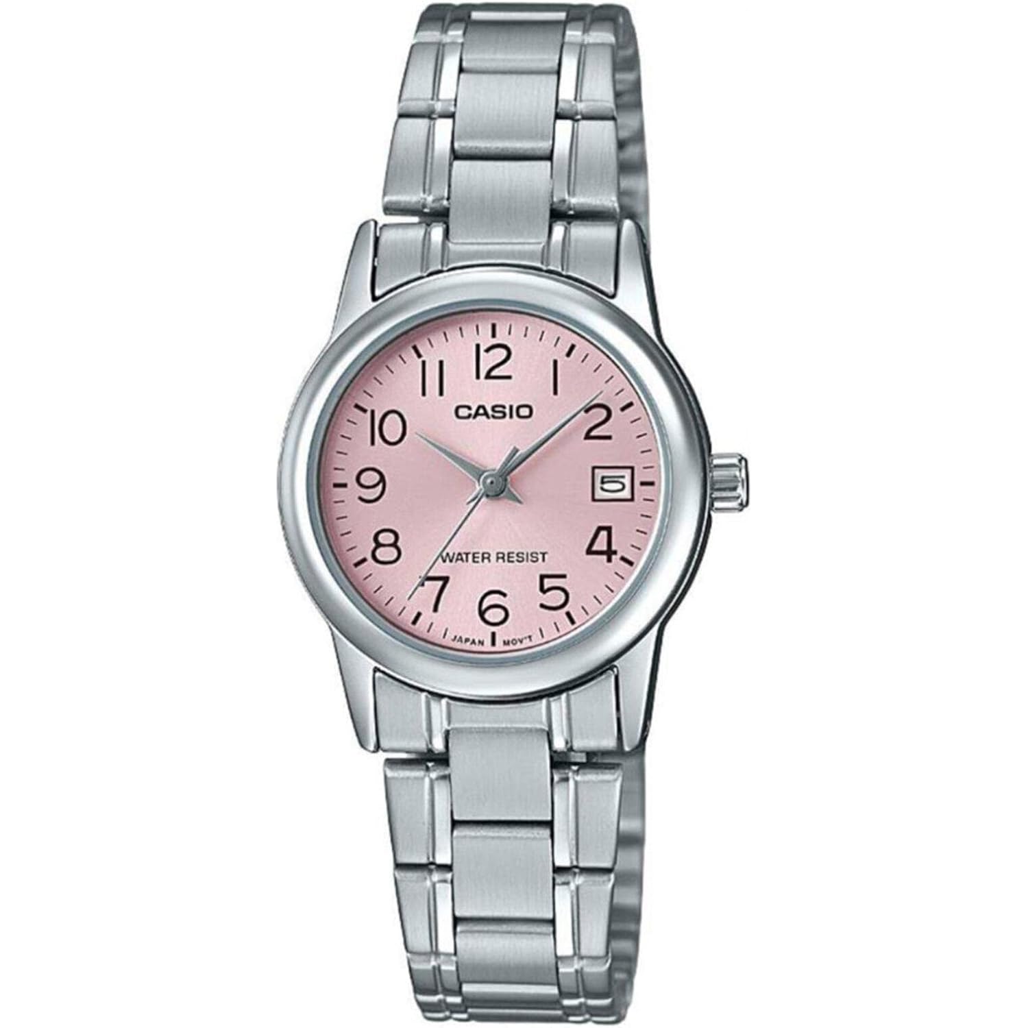 Casio #Ltp-V002D-4B Women'S Standard Stainless Steel Pink Dial Date Watch
