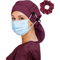 Large Satin Lined Scrub Cap For Women Long Hair Nurse Head Cap Surgical Bonnet 4 Buttons