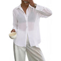Totatuit Women'S Sheer Button Up Blouse See Through Tops Sexy Button Down Shirt Beach Cover Up