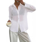 Totatuit Women'S Sheer Button Up Blouse See Through Tops Sexy Button Down Shirt Beach Cover Up
