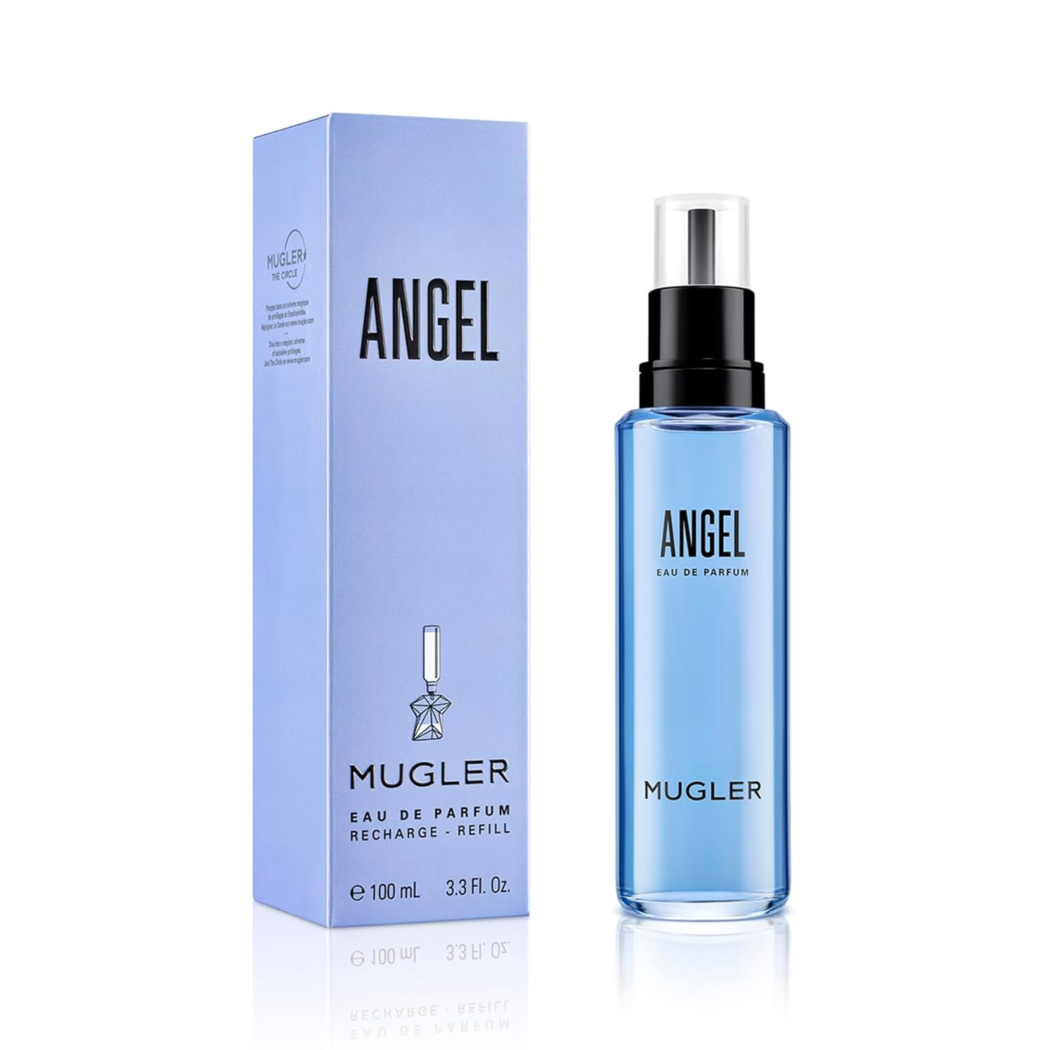 Mugler Angel Refill - Eau de Parfum - Women's Perfume - Ambery & Woody - With Bergamot, Praline, and Patchouli - Long Lasting Fragrance - 3.3 Fl Oz