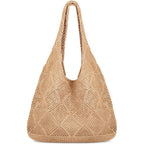 COOKOOKY Crochet Beach Tote bag Summer Beach Bag for Women Aesthetic Mesh Tote Bag Hippie Bag Knit Bag