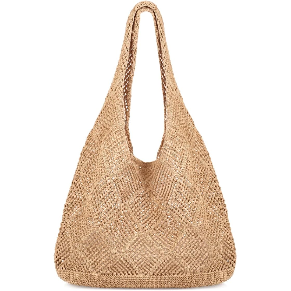 COOKOOKY Crochet Beach Tote bag Summer Beach Bag for Women Aesthetic Mesh Tote Bag Hippie Bag Knit Bag