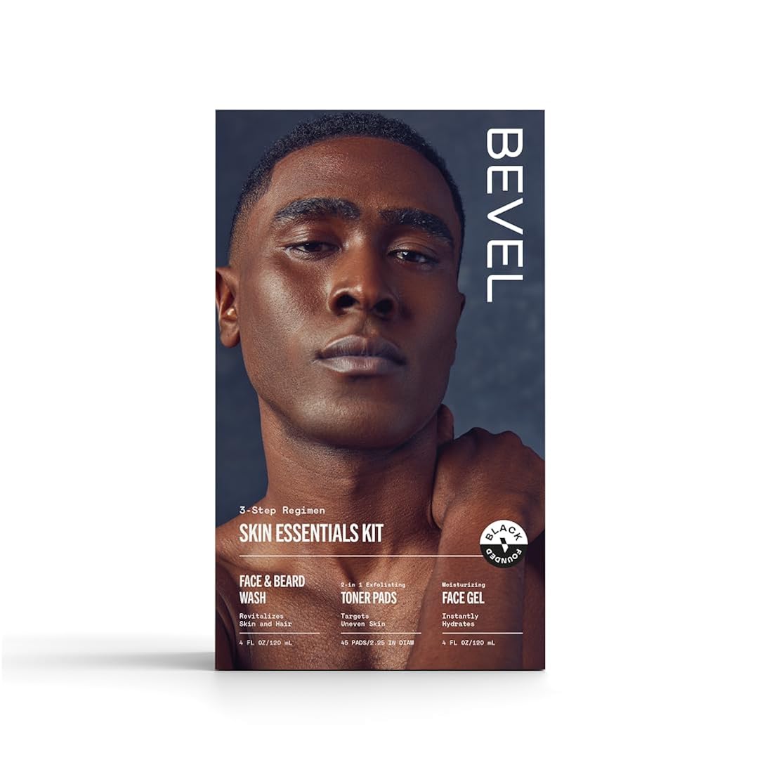 Bevel Facial Skin Care Set For Men - Mens Skincare Kit Routine Includes Face Wash With Aloe Vera, Glycolic Acid Exfoliating Pads, Lightweight Face Moisturizer, Helps Treat Blemishes And Bumps