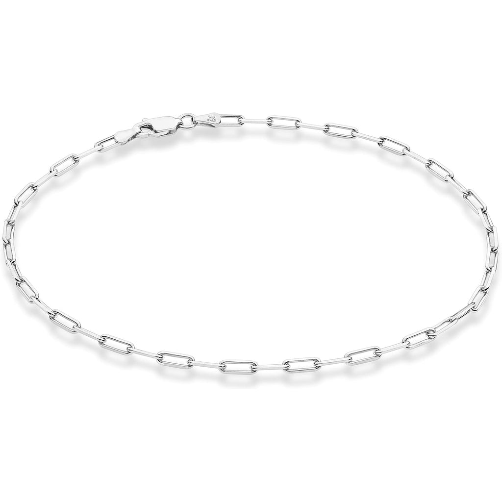 Miabella Solid 925 Sterling Silver 2.5mm Paperclip Link Chain Anklet Ankle Bracelet for Women, Made in Italy