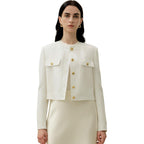 Lilysilk Silk Linen Mara Jacket For Women Long Sleeve Cropped Button Front Coat Soft Breathable Outerwear