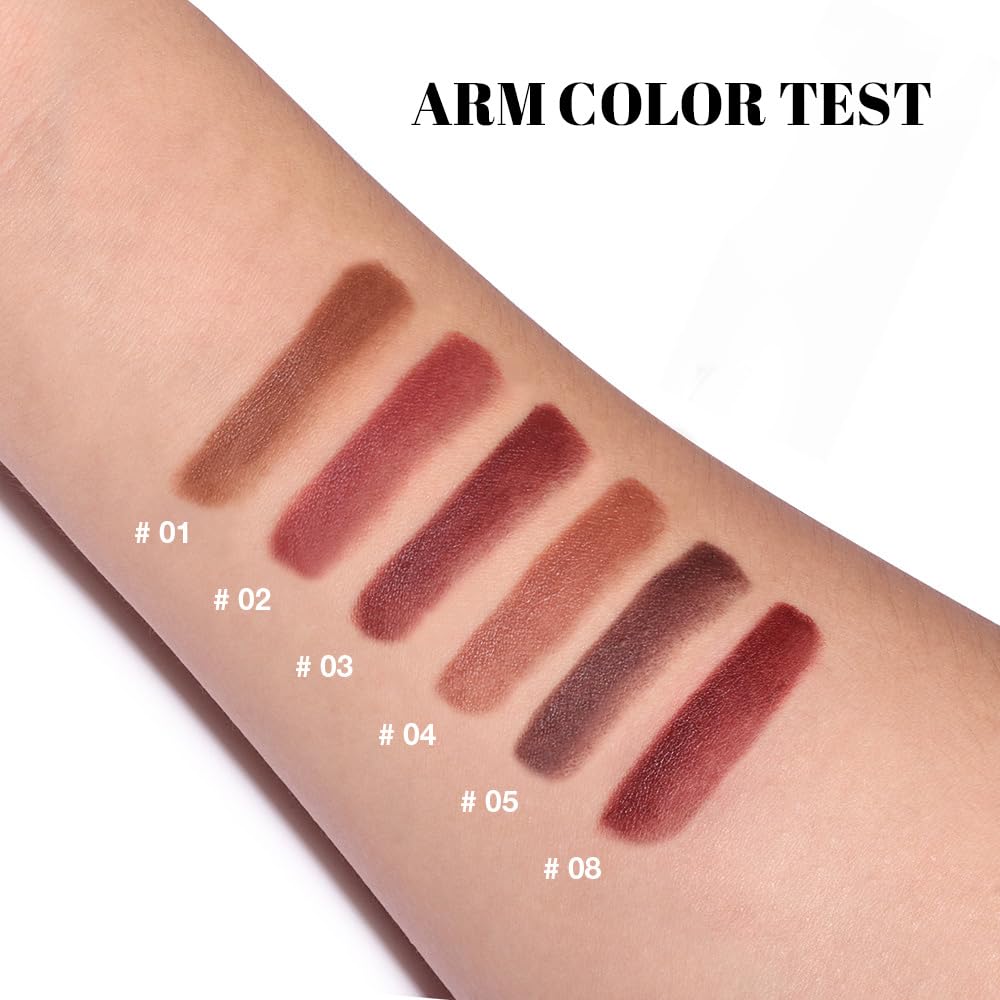 evpct 3Pcs Warm Brown Maroon Dark Wine Red Gradient Matte Lipstick Lip Liner Crayon Combo Pencil Set for Women Long Lasting, Cream Lip Liner and Lipstick Combo Makeup，Flawless Gradual Ombre Effect
