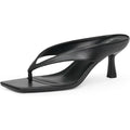Women’S Kitten Heels Flip Flops Slip On Open Toe Low Heels Thong Square Slide Summer Fashion Party Heeled Dressy Sandals For Women
