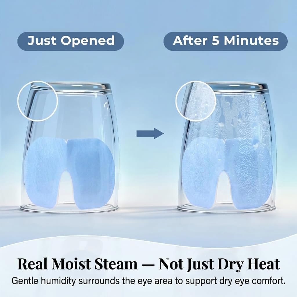 30 Pack Self-Heating Steam Eye Masks For Dry Eyes: Moist Heat Warm Compress For Stye Fast Relief & Digital Eye Strain, Disposable Heated Eye Mask, No Microwave Needed, Unscented Travel Ready