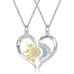 Mother Daughter Necklace Set for 2 Sterling Silver Sun and Moon Matching Pendant Necklace Jewelry Gifts Mother's Day Birthday