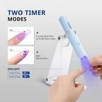 AIRSEE Mini Handheld UV Light with Stand,Portable Rechargeable Nail Lamps,2 Timers for Fast Nail Extension,Rhinestone Glue Decoration,Gel Strips at Home,Travel(Blue)