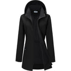 33,000Ft Women'S Waterproof Softshell Long Rain Jacket With Hood Fleece Lined Windproof Windbreaker
