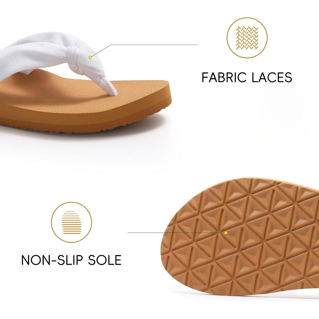 Evshine Women'S Flip Flops, Yoga Mat Thong Sandals | Soft Knit Straps, Moderate Arch Support, Lightweight Summer Sandals For Home, Beach, Pool, Travel