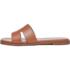 Rihero Women'S Dressy Flat Sandals Comfortable Slip On Leather Slide Sandals
