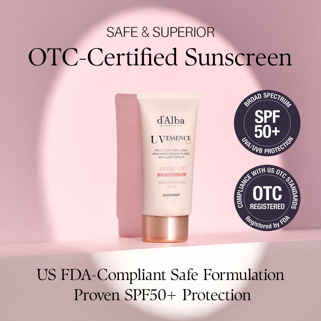 D'Alba Piedmont Waterfull Tone-Up Sunscreen Serum Broad Spectrum Spf 50 + Korean Sunscreen For Face, All Skin Tones (1.69 Fl.Oz.)