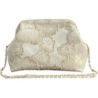 OYOANGLE Women's Flower Embroidery Clutch Purse Kiss Lock Shoulder Bags Evening Handbag