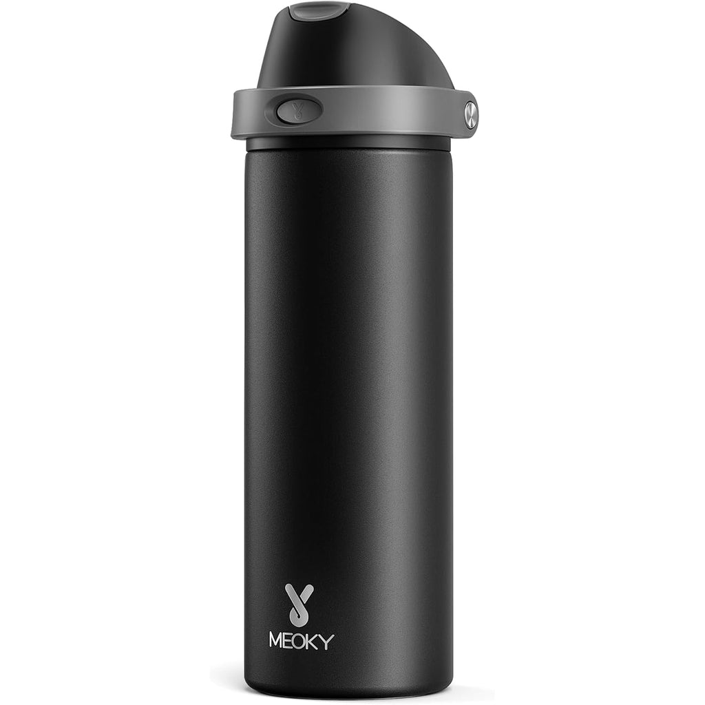 24 Oz Insulated Water Bottle For Sports: Meoky Stainless Steel Water Bottle With 2-In-1 Straw And Spout Lid - Leak Proof, Cold For 24 Hours, Fits In Car Cup Holder, Bpa-Free For Travel Gym, Night