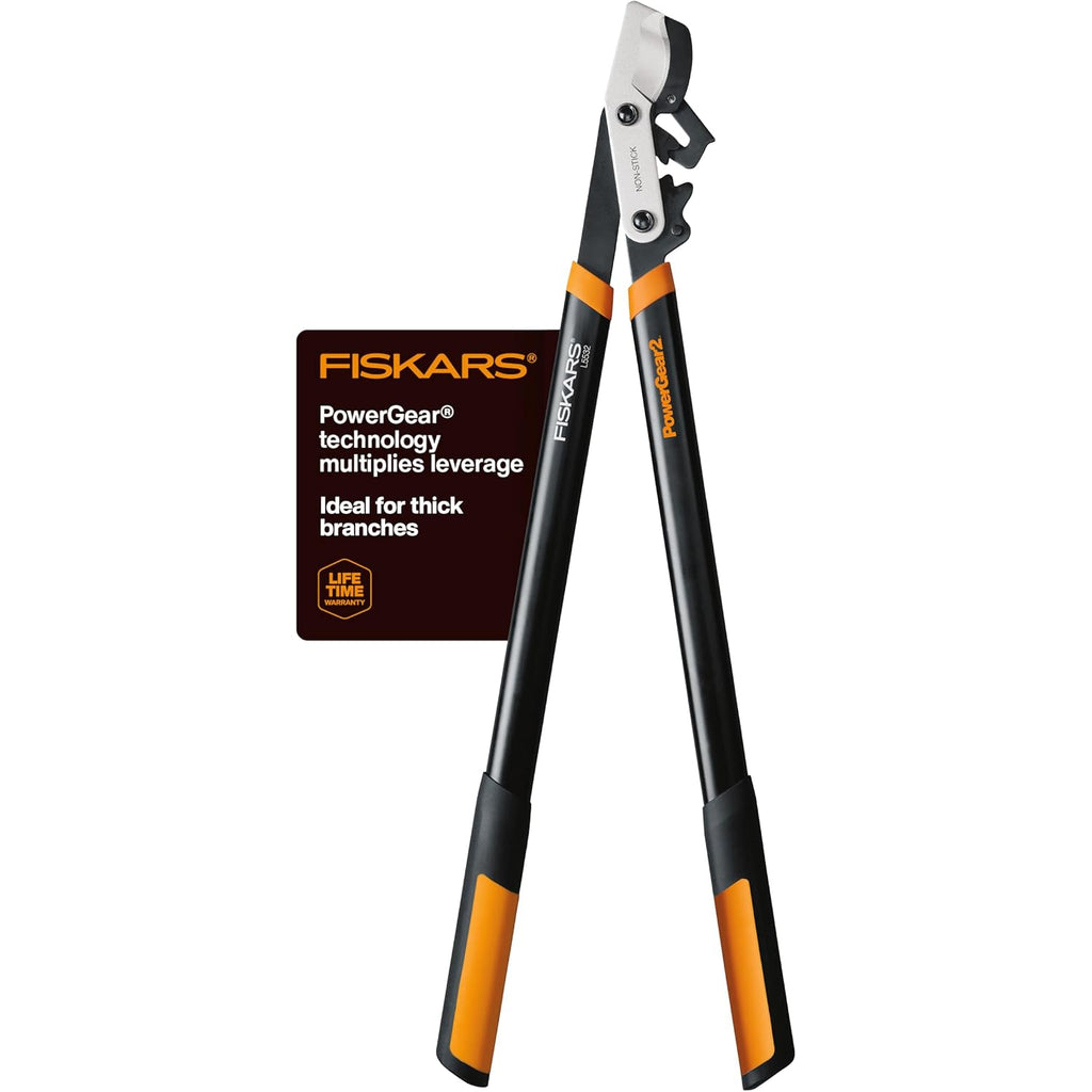 Fiskars 32-Inch Loppers For Tree Trimming, Heavy Duty, Low-Friction Sharp Steel Blade, Branch Cutter Up To 2-Inch Diameter Cut Capacity, Powergear2 Technology That Multiplies Power For Less Effort