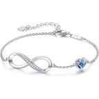 CDE Mothers Day Gifts Infinity Heart Birthstone Charm Link Bracelet for Women 925 Sterling Silver Adjustable Mother's Day Valentine's Day Christmas Day Gift Anniversary Birthday Jewelry for Wife Girlfriend Her
