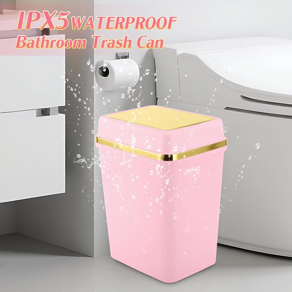 Pink Bathroom Trash Can With Lid 4 Gallon Trash Can Bedroom Trash Can Small Garbage Can With 150 Counts Trash Bags For Small Bathroom Bedroom Office